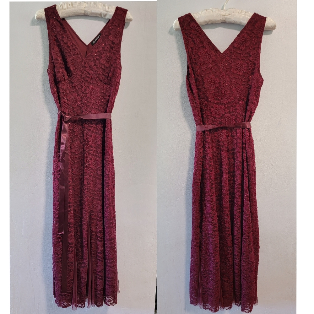 L Candalite Fairy Lace Formal Gown Sleeveless V-Neck Whimsigoth Elegant Floral